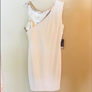 NWT White & Gold Sequenced Dress